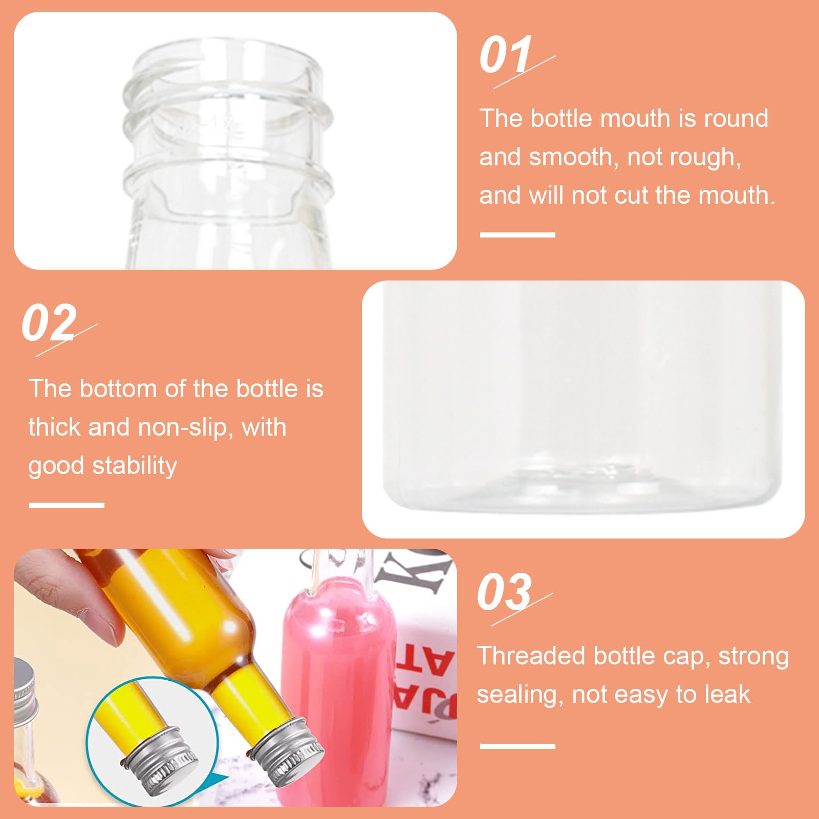 24 PCS Mini Botellas Vacías para Licor 100ml Botellas de Plástico para Licor con Tapa Botella de Vino Pequeña con 1 Embudo, Botellas de Alcohol, Botellas de Salsa para Bodas y Fiestas (Plata Tapa)