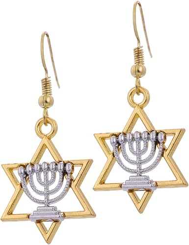 Pendientes de estrella de David Hanukkah aretes de menorá para mujer joyería judía Hanukkah para mujer