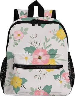 Mochila infantil para meninos e meninas em idade pré-escolar com flores, rosas e camomilas, mochila de viagem para crianças primárias, estudantes e crianças