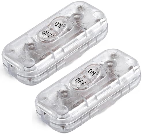 Interruptor de Cable en Línea, PLUSPOE Interruptor de Lámpara de Control DPST de Encendido-Apagado para Lámpara de Mesa de Dormitorio Luces LED de