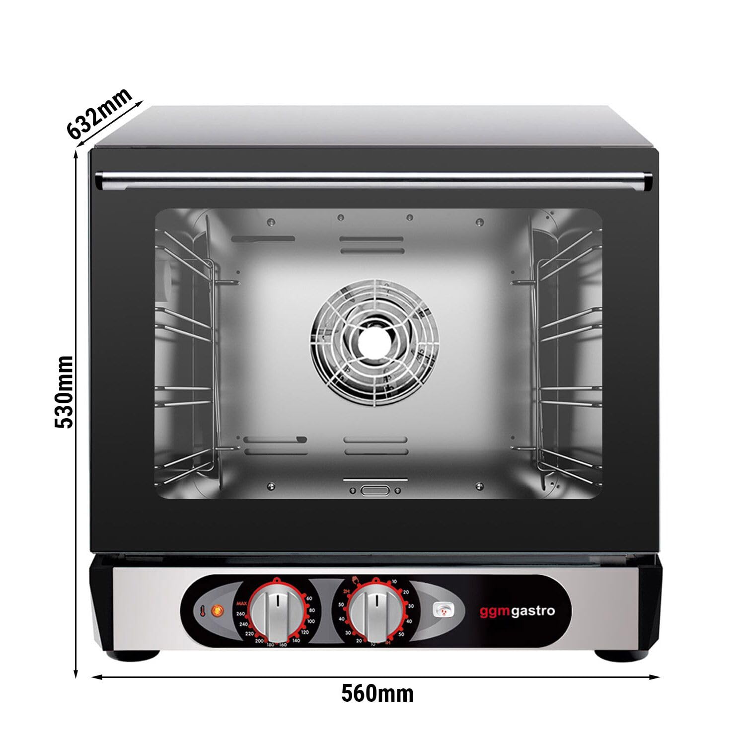 GGM Gastro Heißluftofen Kompakt 4 Bleche 450x340mm | Ideal für die Profiküche, robuste Edelstahlkonstruktion, präzise manuelle Temperatursteuerung, zeitsparende Reinigung