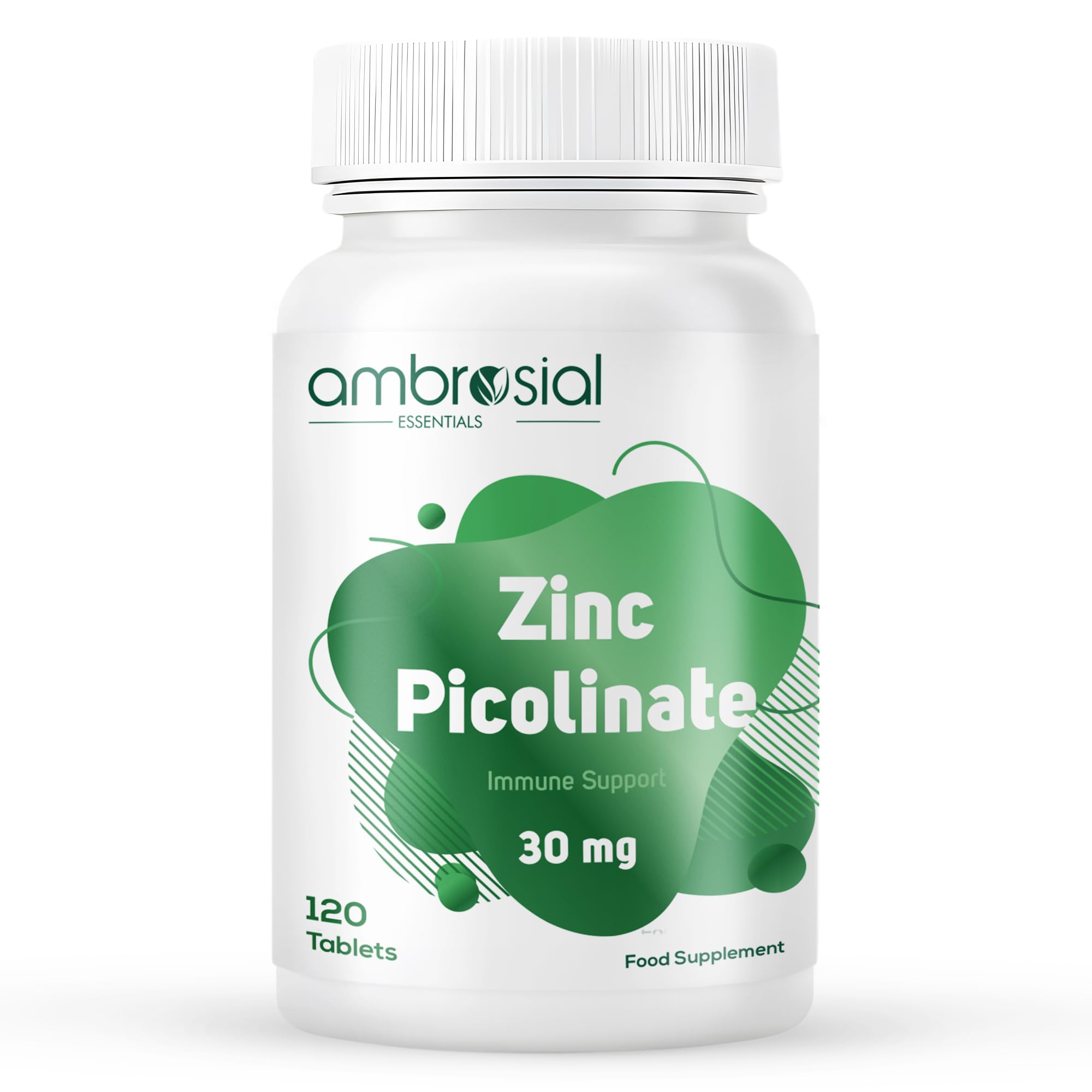 Zinc Picolinate Supplement 30 mg – High Strength Zinc Tablets for Women & Men – Non-GMO, GMP Certified, 120 Tablets (4 Months Supply)