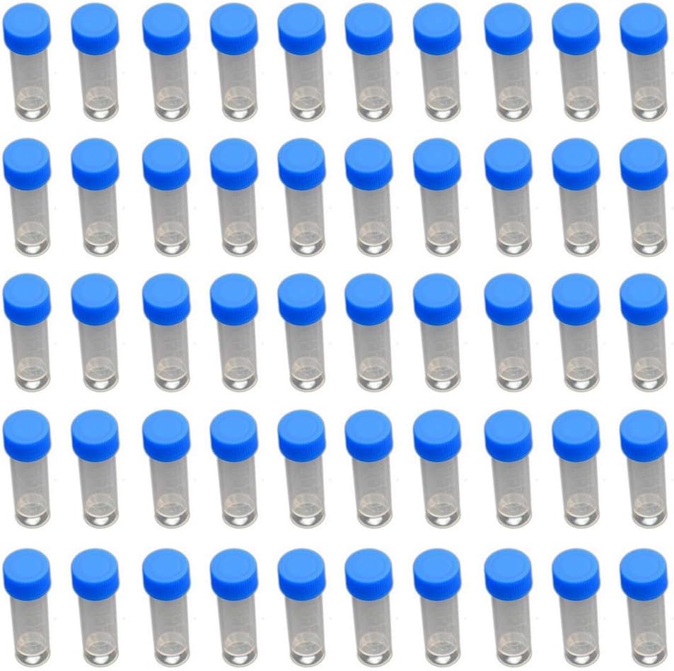 5ml Graduated Clear Plastic Tube with Blue Screw Caps for Cold Storage Plastic Test Tubes Centrifuge Tubes Tapered Bottom Plastic Vial