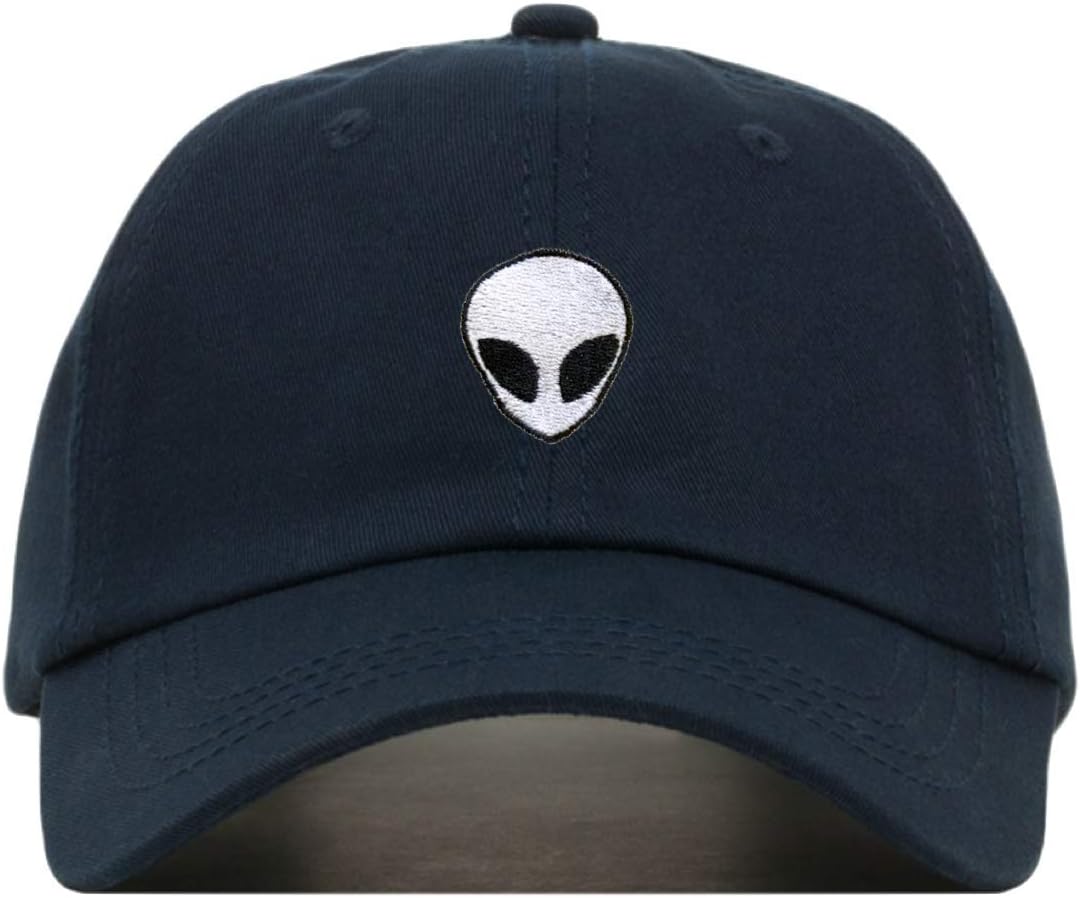 Alien Baseball Hat, Embroidered Dad Cap, Unstructured Soft Cotton, Adjustable Strap Back (Multiple Colors)