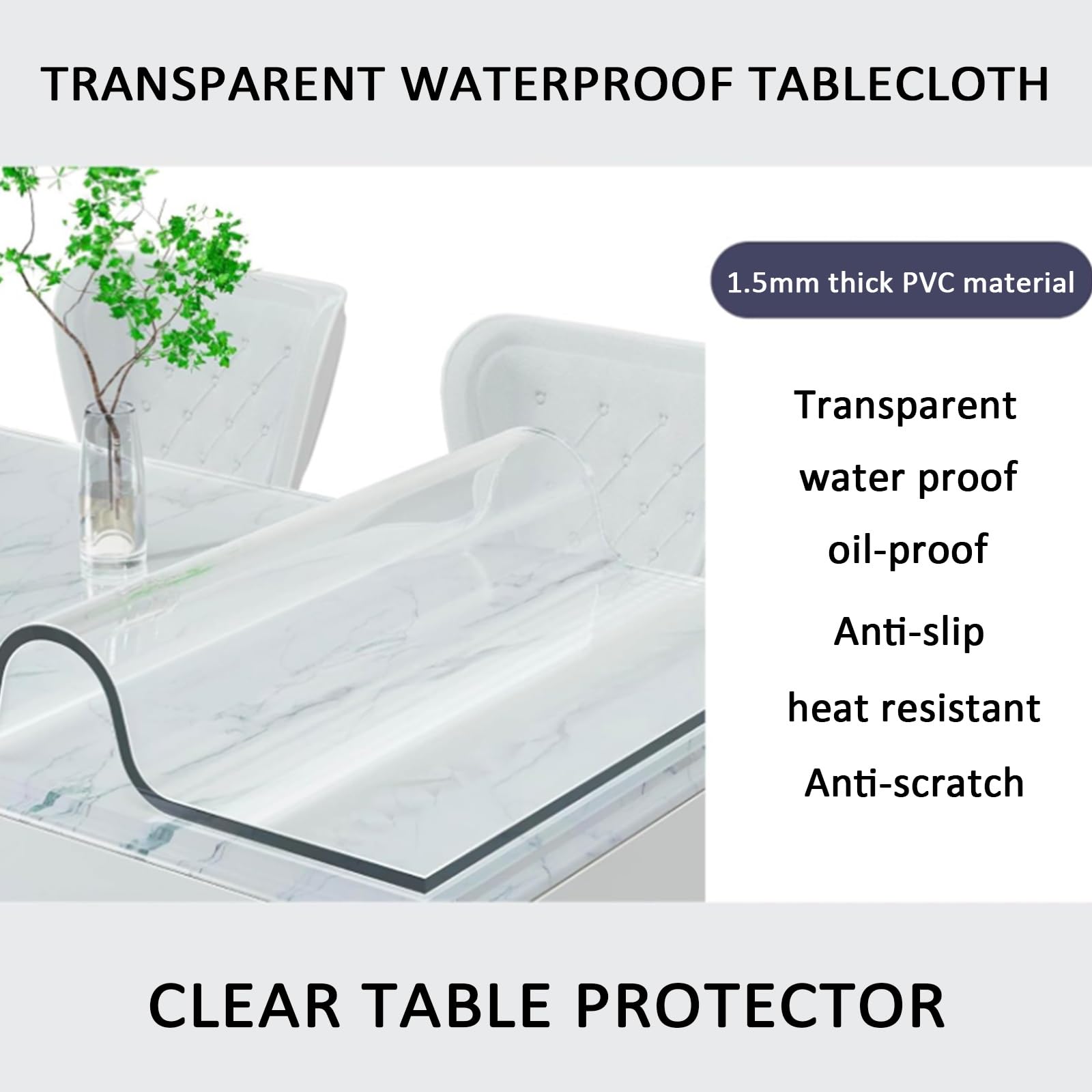 Waterbestendig Doorzichtig PVC Tafelkleed Transparant Tafel