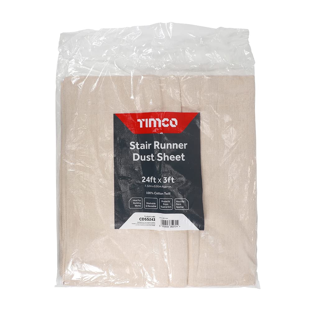 Timco Black Cdss243 Professional Dust Sheet - Stair Runner - 24Ft X 3Ft,