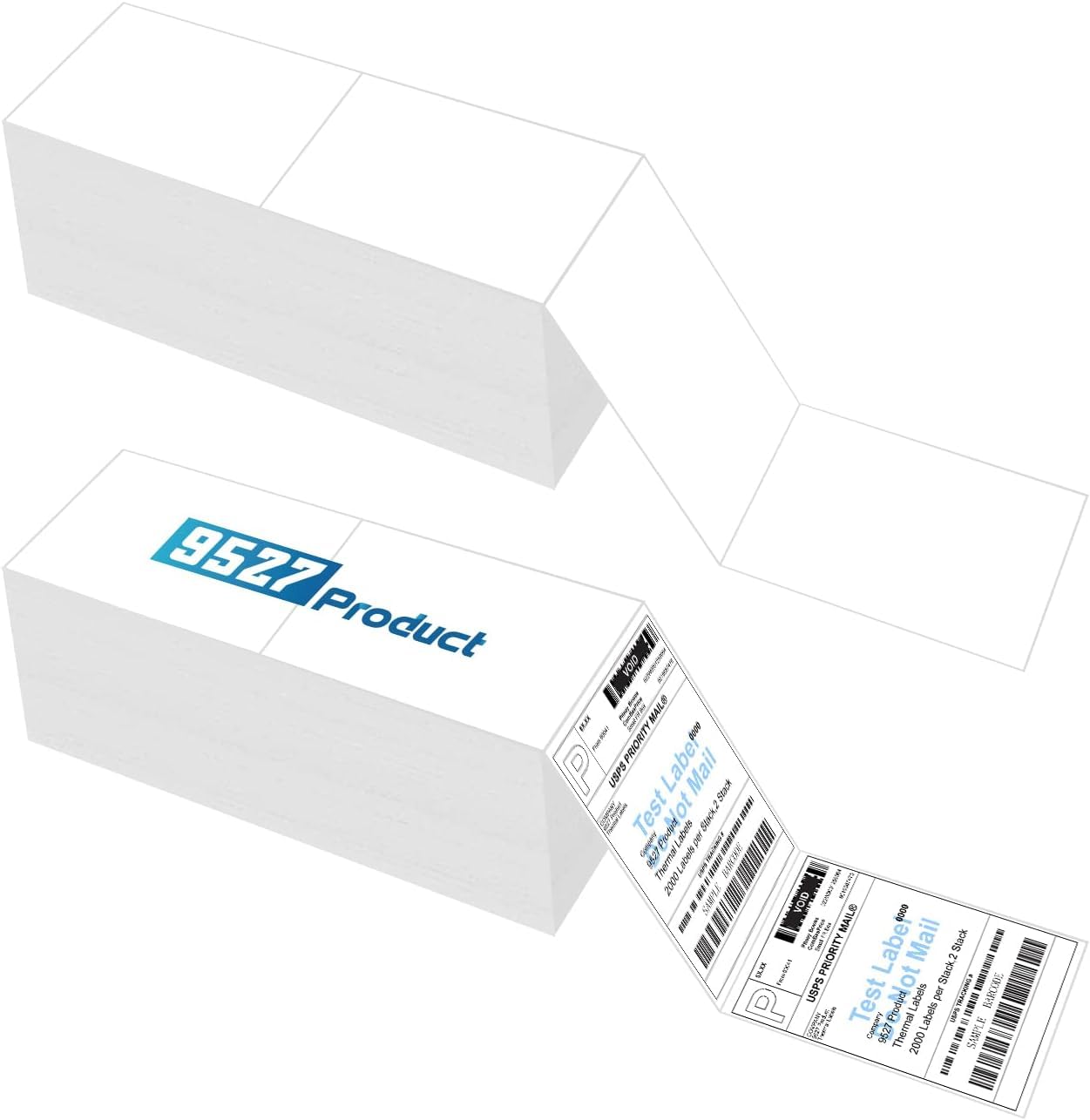 9527 Product 4" x 6" Zebra Fanfold Direct Thermal Shipping Labels,2 Stacks, 4000 Labels White, Perforated (2,000 Label per Stack)