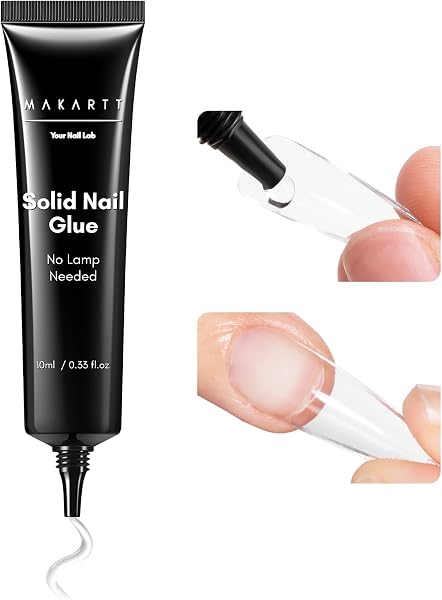 Makartt Nail Glue Extra Strong - New Super Semi Solid Nail Glue for Press On Nails, Long Lasting Upgraded Hema-Free, Quick Drying 20s, Fake Tips Adhesion, No UV/Led Lamp Needed 10ml - 1