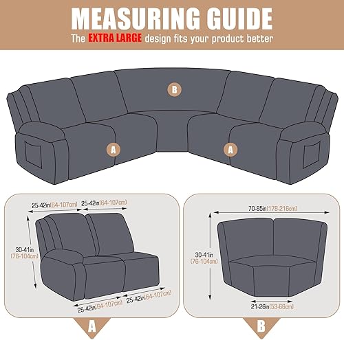 Miniatura 2 de VANSOFY Fundas de sofá modular reclinables extra grandes, fundas lavables de 5 piezas para sofá modular en forma de L, fundas gruesas y suaves para