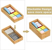 Vista 3 de Bamboo Kitchen Drawer Organizer,Stackable Silverware Tray Utensil Organizer Cutlery Holder for Kitchen,Wooden Storage Box for Bathroom, Multi-Use