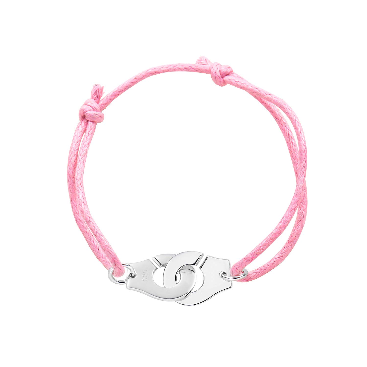 France Pour Femme Jewelry Sterling Silver Handcuff Rope Bracelet for Women Men 925 Silver Bracelet (Rope Color : Pink)