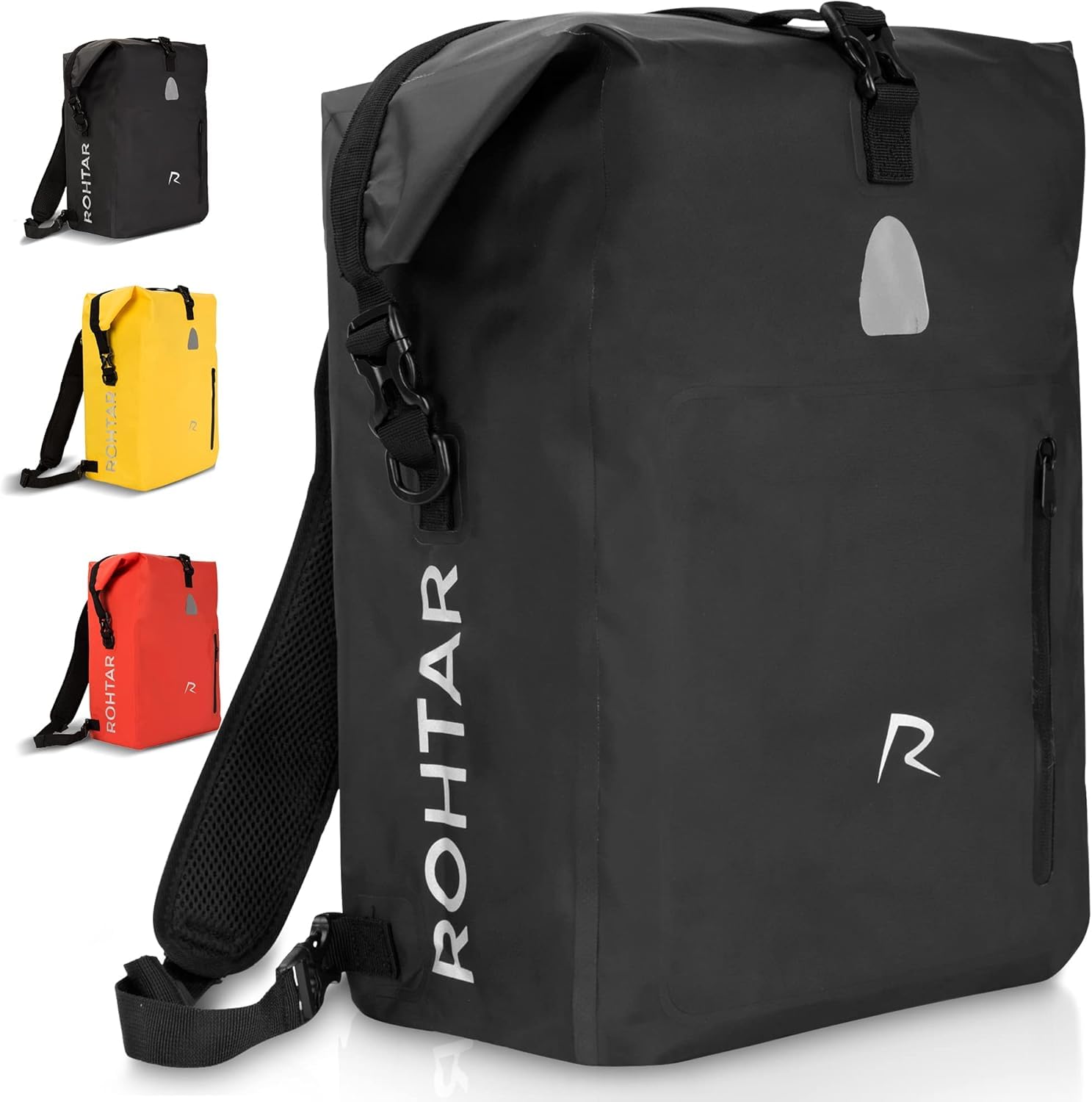 Cecilie Bicycle Pannier Rack Bag & Backpack - Waterproof, 18L (Black)