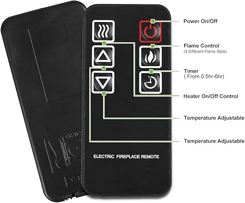 Miniatura 4 de 24" Inserto de pared 1400W Chimenea eléctrica Calor wControl remoto LED Llama Temporizador Calentador
