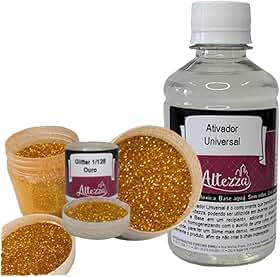Ativador para Slime Universal 250ml Altezza - Super Premium Combos Divertidos Escolha o Seu DIY Slime Factory (Ativador + Glitter Ouro 28g)