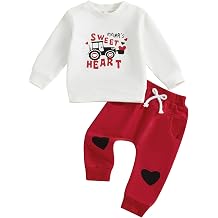 Valentines Baby Boy Outfit Infant Toddler Boys Tractor Heart Sweatshirt Top Pants Valentine Day Clothes Set