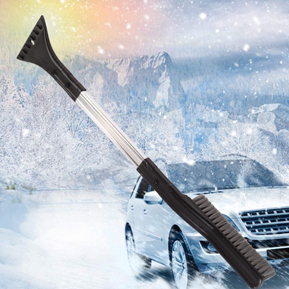 XMING Cepillo de Nieve Invierno Desmontable y fácil de Guardar aleación de Aluminio Coche Remoción de Nieve Shovel Frío Abdominales Cerdas Suaves Cepillo de Nieve Limpio Cepillo de Nieve