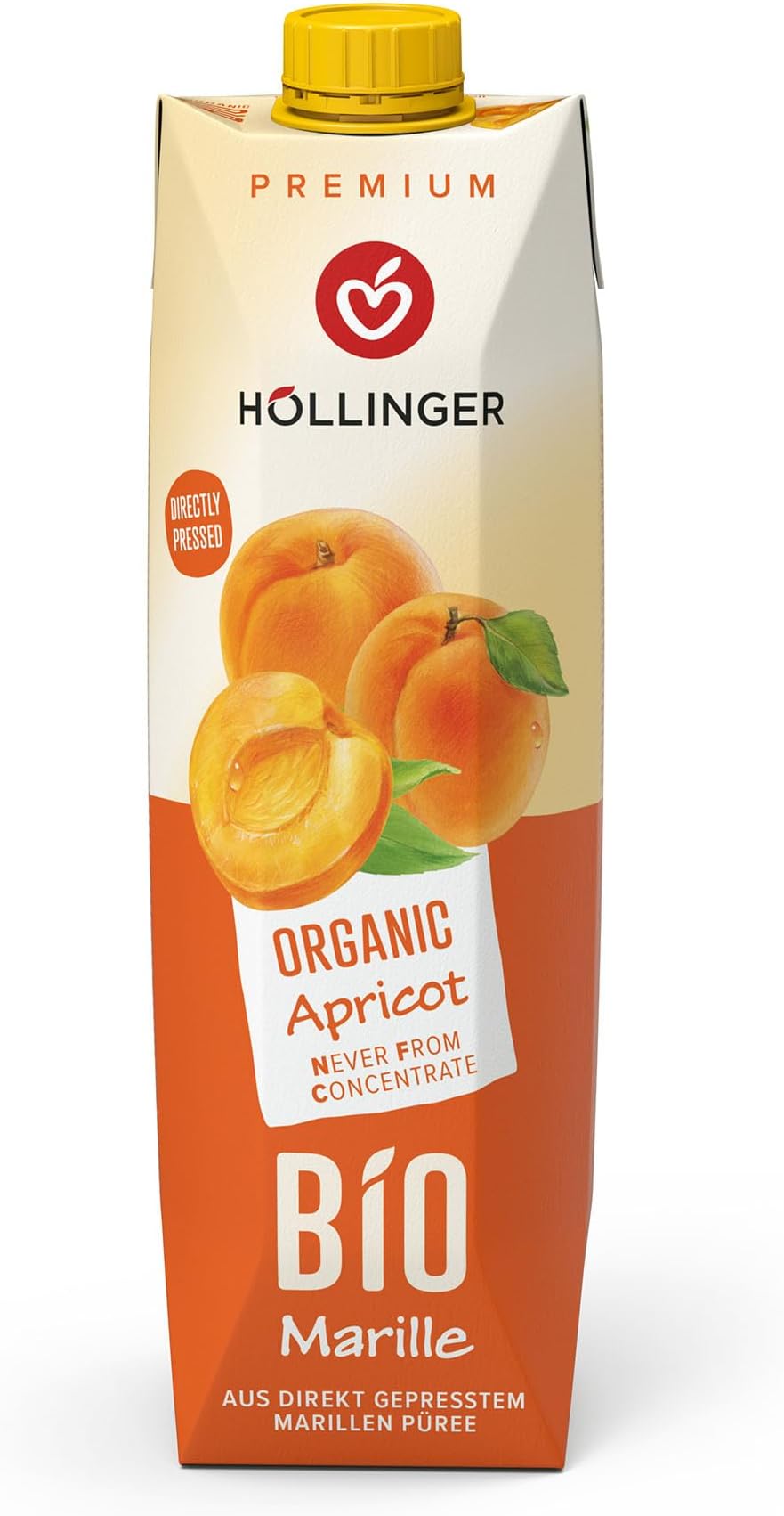 Hollinger Apricot Juice Organic Directly Pressed, Never from Concentrate 1L
