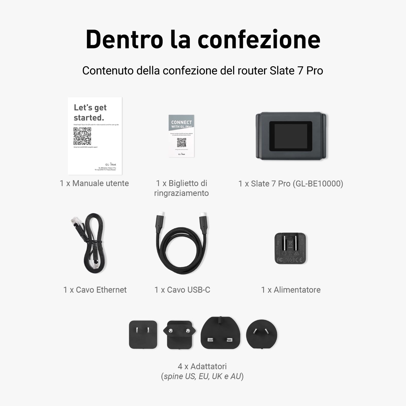 GL.iNet Slate 7 Pro (GL-BE10000) Router Wi-Fi 7 Viaggio 6GHz 2,5G OpenWrt | Wi-Fi 7 tri-band con 6GHz 5764Mbps, MLO mantiene stabili le videochiamate in hotel e aeroporti affollati