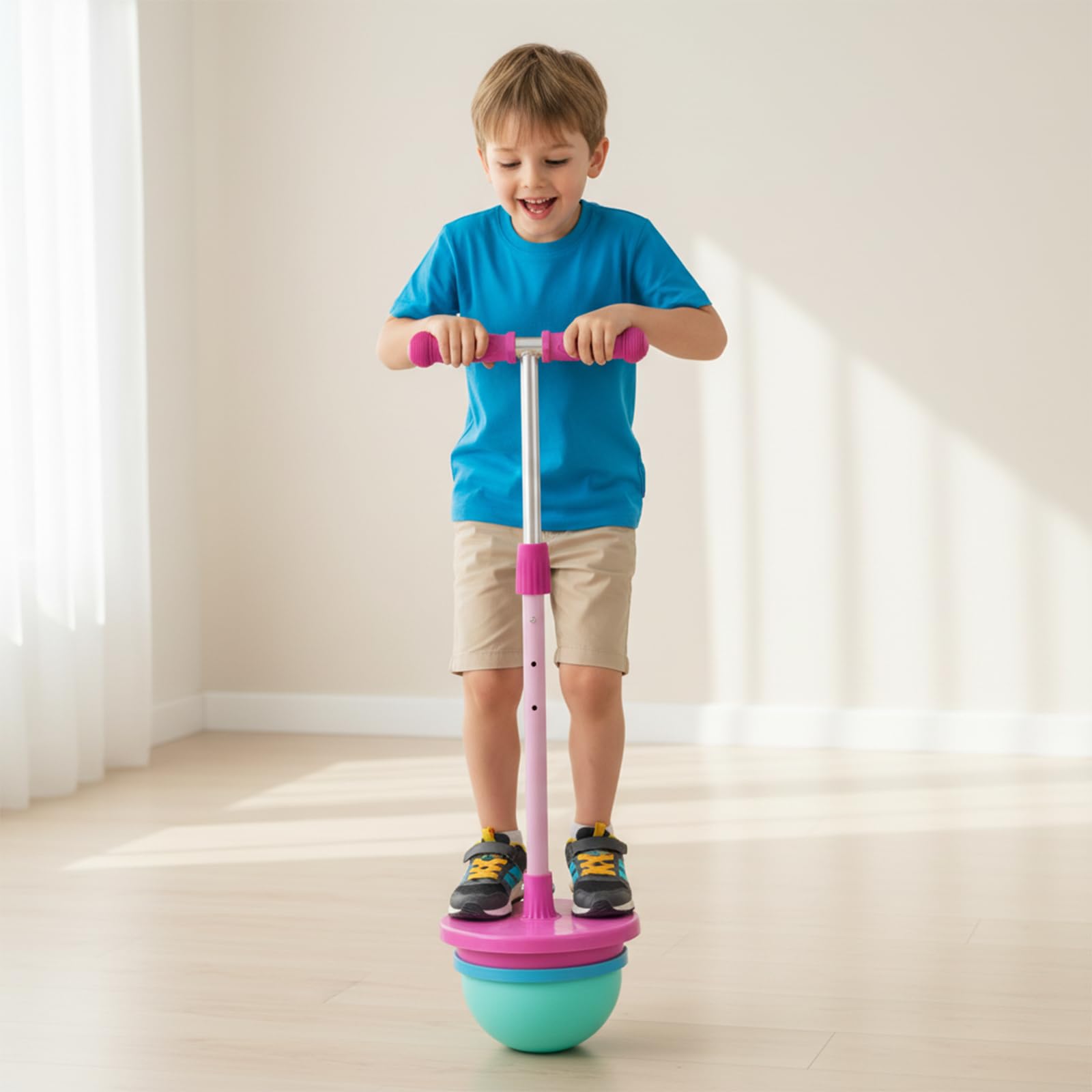 Kinder-Pogo-Stick mit Verstellbarer Höhe for Kinder 5-8 Jahre, Balance-Board, Pump-Grip, sicheres aktives Spielen for Jungen & Mädchen