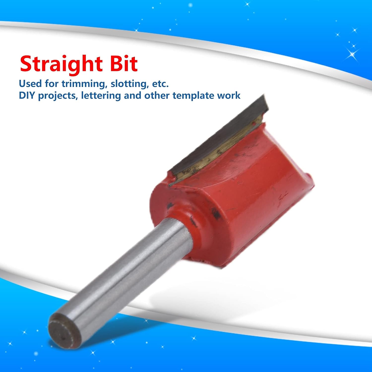 Router Bits 1/4" Shank, Straight Router Bit Alloy Steel 2 Flute Trimming Cutter Straight Router Cutter Bit Woodworking Tool for Trimming Slotting (17mm Dia)
