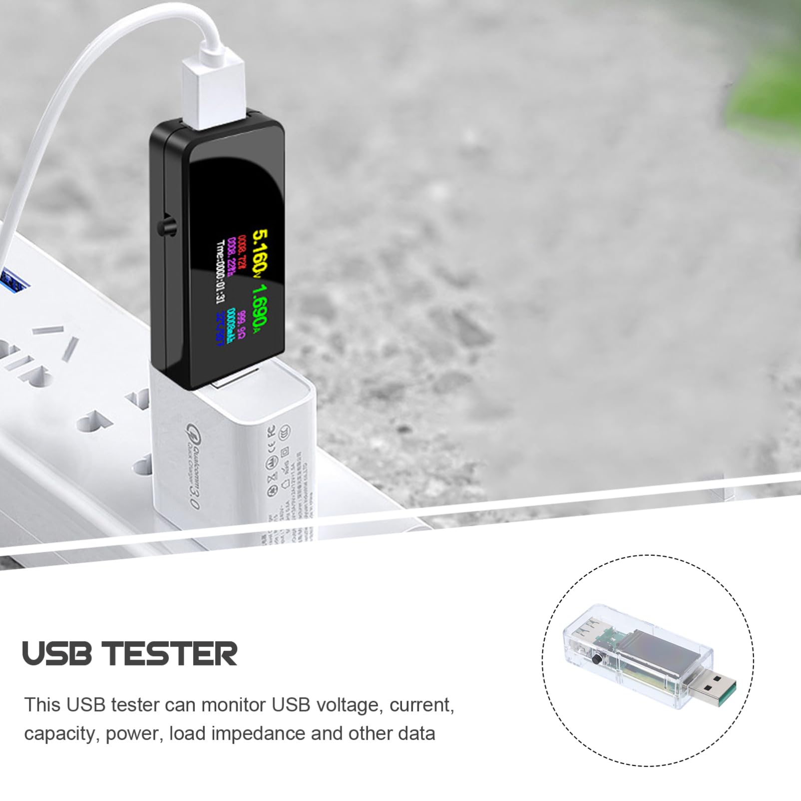 Mikikit 5 Stücke Power Tester Meter Monitor Spannung Kapazität Power Spannung Lade Detektor 12800 Lcd Display Echtzeit Daten Linie Test