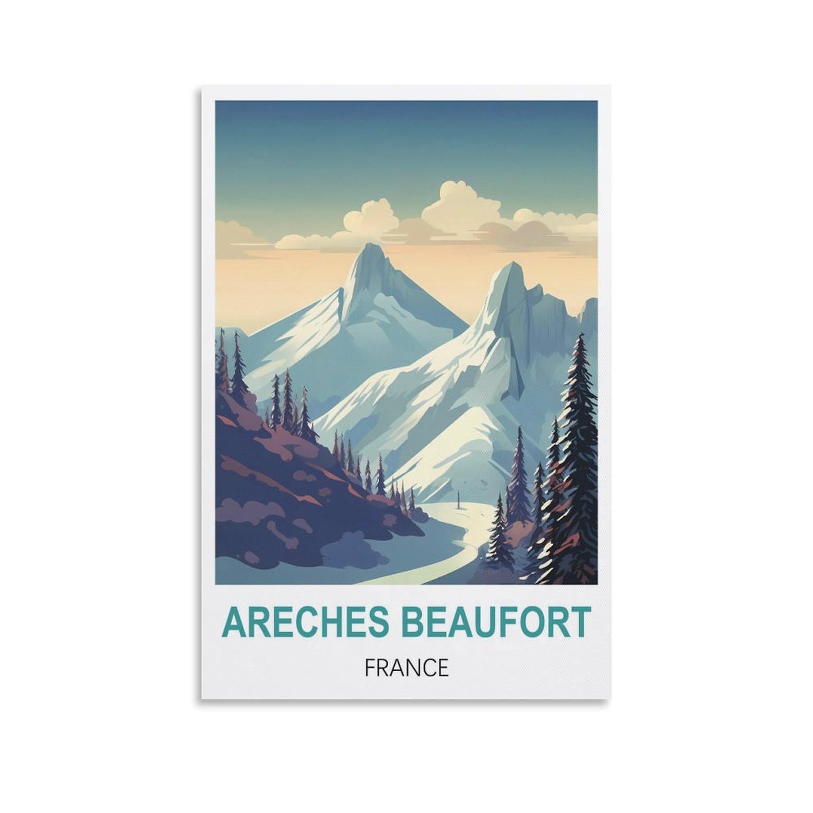 WGMDOEE Areches Beaufort France Vintage Travel Posters 08x12inch(20x30cm) Canvas Poster Living Room Wall Art Home Decor