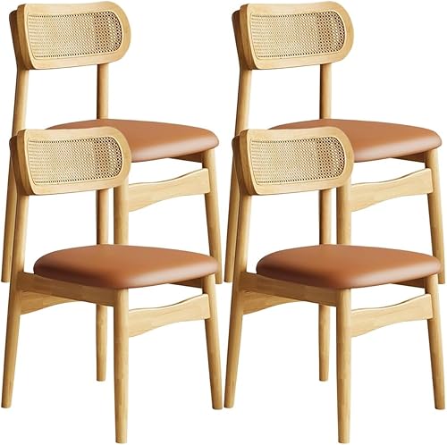 Miniatura 58 de YVYKFZD Sillas de comedor de madera maciza, juego de sillas de cocina sin brazos, silla de comedor con respaldo de ratán, silla lateral cómoda