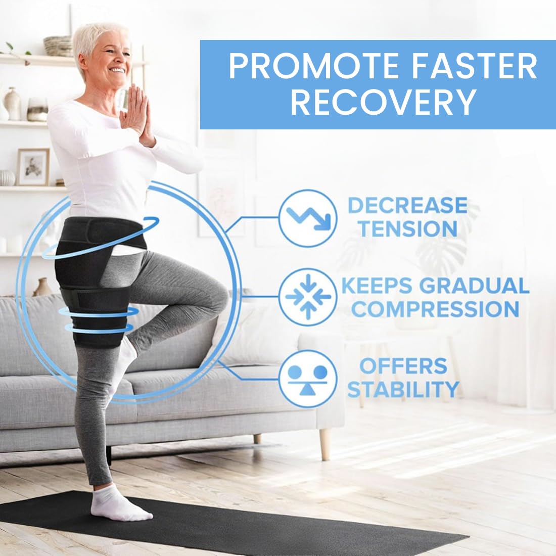 Entworfen, Stabilisierende Oberschenkelbandage, Hüftgelenkstütze für Ischias-Schmerzlinderung, Piriformis-Syndrom, Oberschenkelkompression, Hamstring-Hüftbandage für Frauen & Männer
