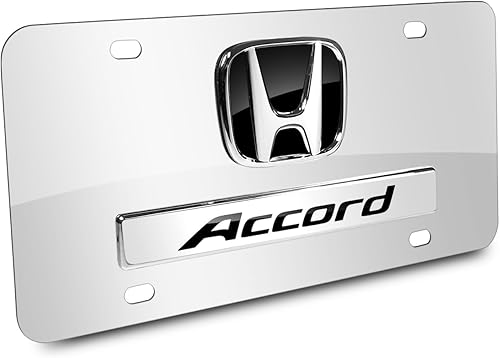 Au-Tomotive Gold, INC. Honda Accord - Placa de matrícula de acero cromado con logotipo 3D