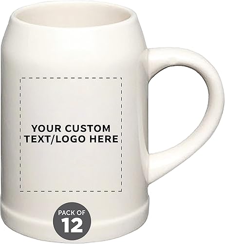 Taza de cerámica personalizada de 10 onzas, juego de 12, paquete personalizado a granel, ideal para octubre, pub, restaurante y más, natural
