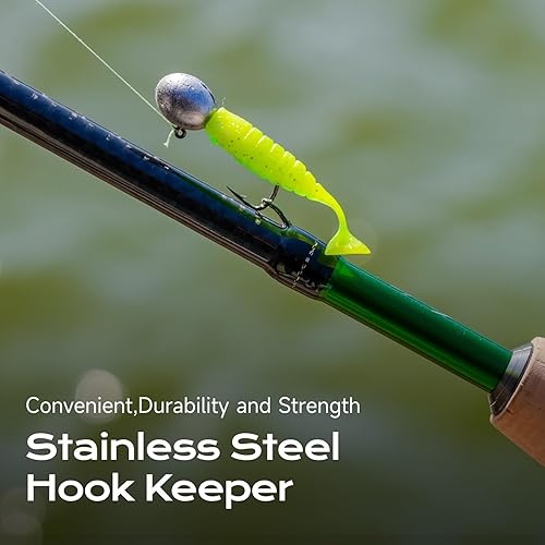 Miniatura 8 de HANDING M1 Ultralight Cañas de pescar de 2 piezas para trucha con acción rápida 30T+24T de fibra de carbono SEAGUIDE Anillos guía RA para trucha