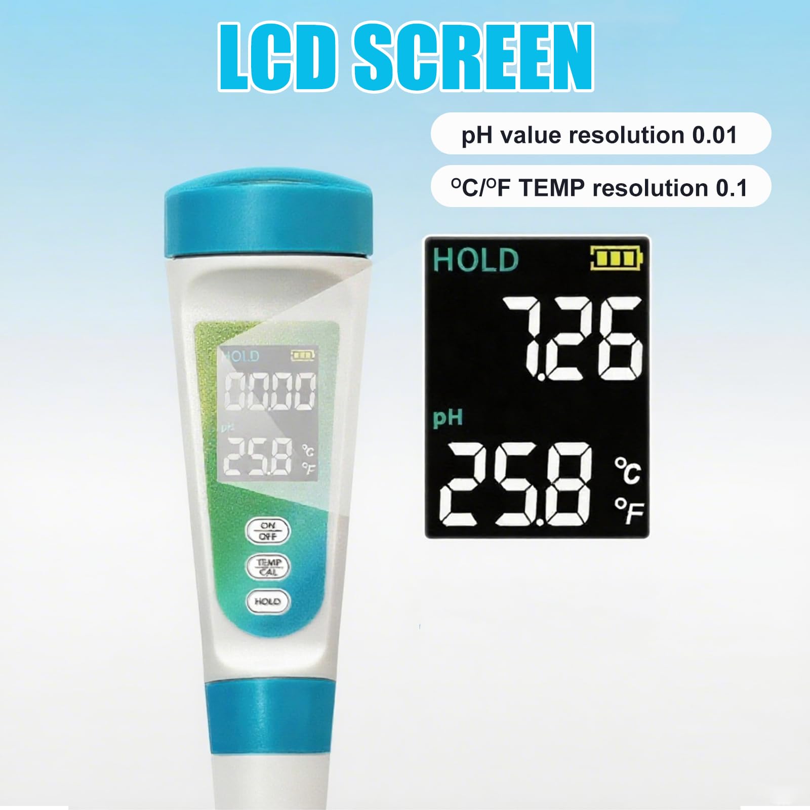 pH Mètre Alimentaire, Testeur de pH Professionnel avec écran LCD rétroéclairé et ATC, 0,01 Haute précision Testeur de pH Numérique pour Aliments, Viande, Fromage, sols Semi-Solides et Eau