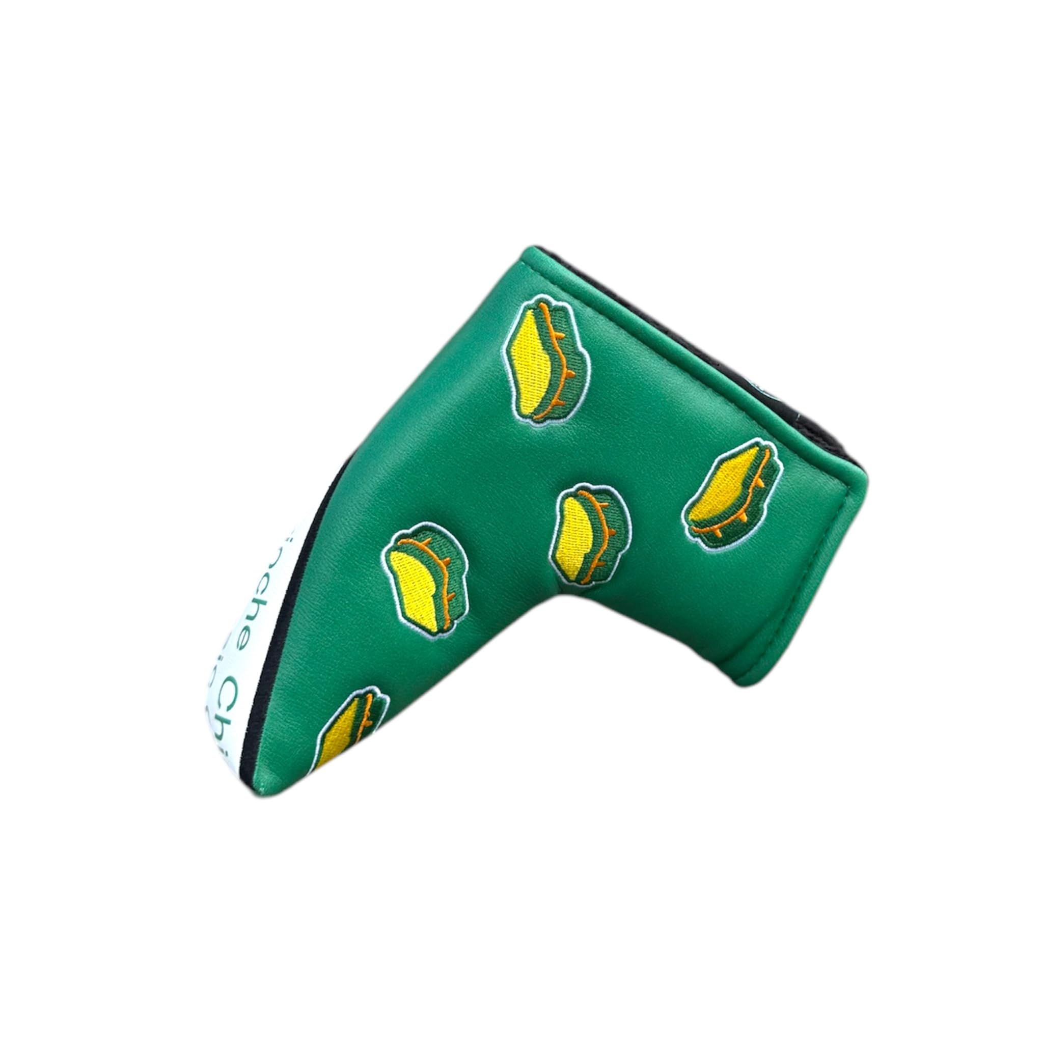 Birdie Blend Golf - Pimento Cheese Golf Putter Head Cover, Green and White Sandwich Pattern, Blade Style Putter Cover with Menu Design, Durable Golf