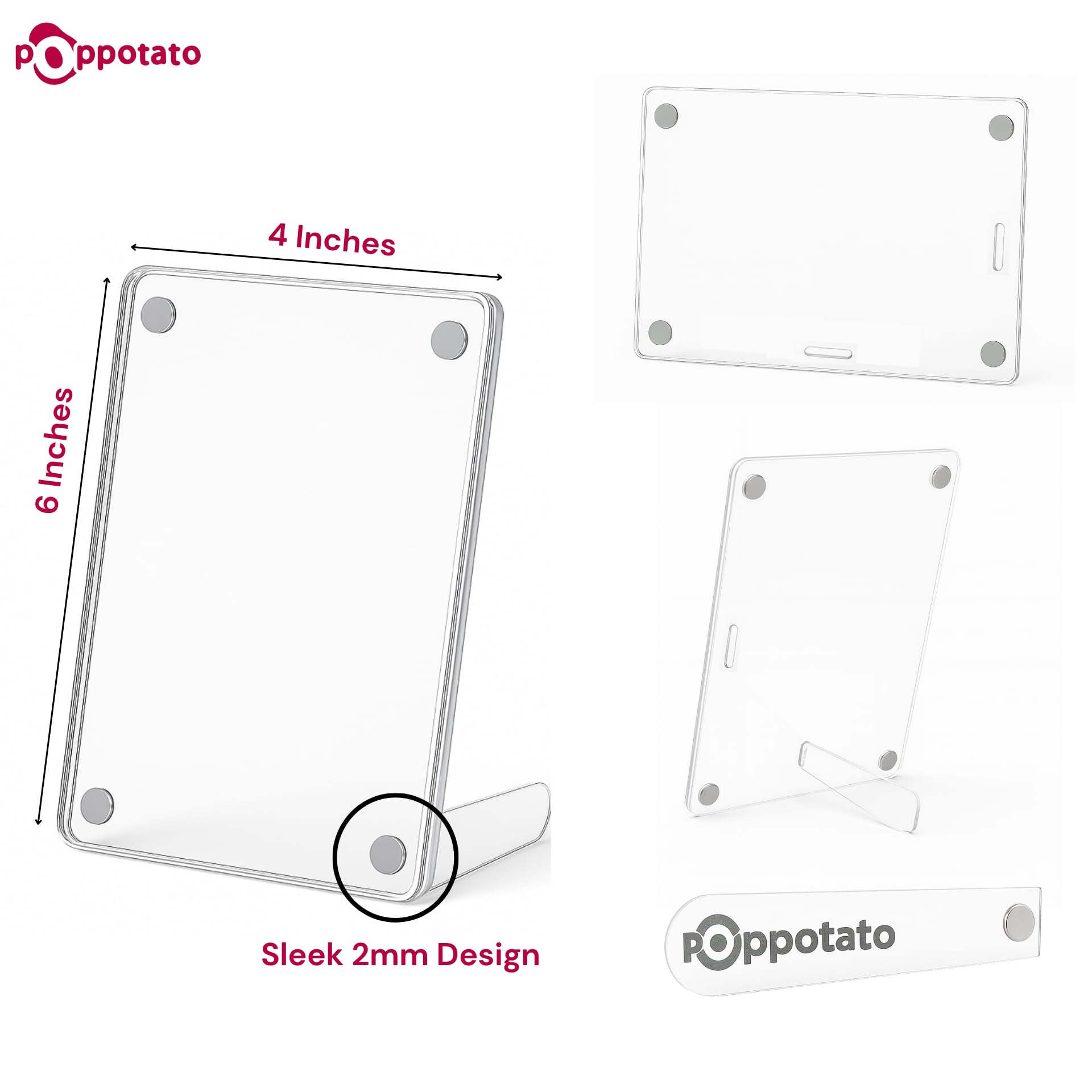 Cornice portafoto magnetica in acrilico per tavolo, 10 x 15 cm, espositore galleggiante su entrambi i lati con forti magneti, cornice in acrilico trasparente di alta qualità per casa e