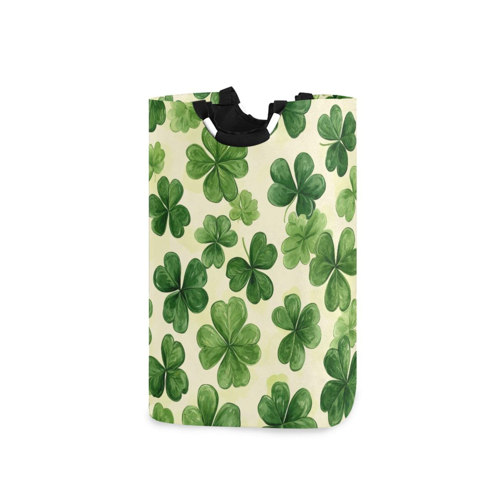 Jihqo Laundry Hamper Basket St Patrick's Clover Pattern Collapsible Nursery Storage Bin Waterproof Clothing Baskets for Home Bedroom Bathroom Washing Room
