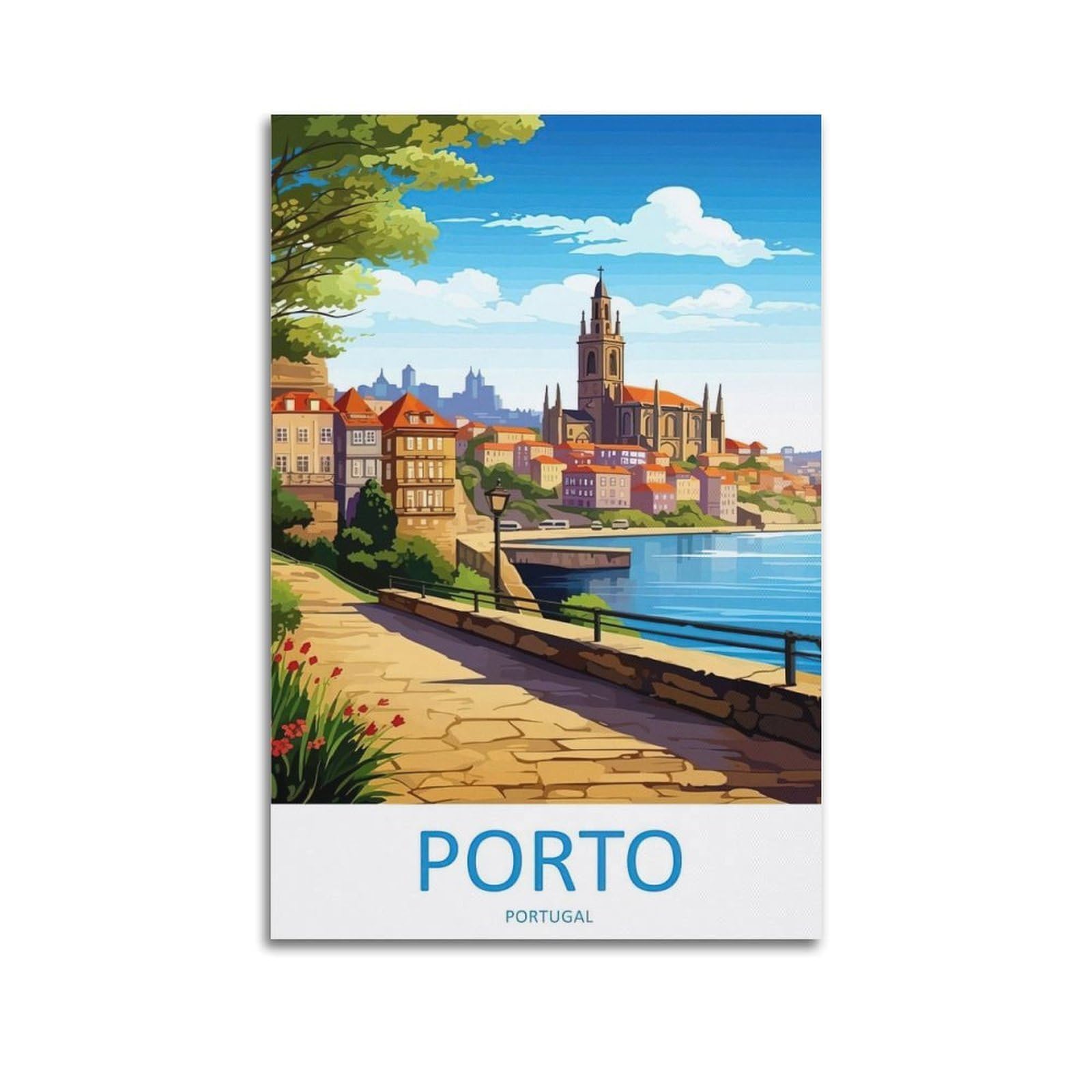 DLJGDS Vintage Travel Poster Porto Portugal Decorative Painting Canvas Wall Posters And Modern Family Bedroom Decor 08x12inch(20x30cm)