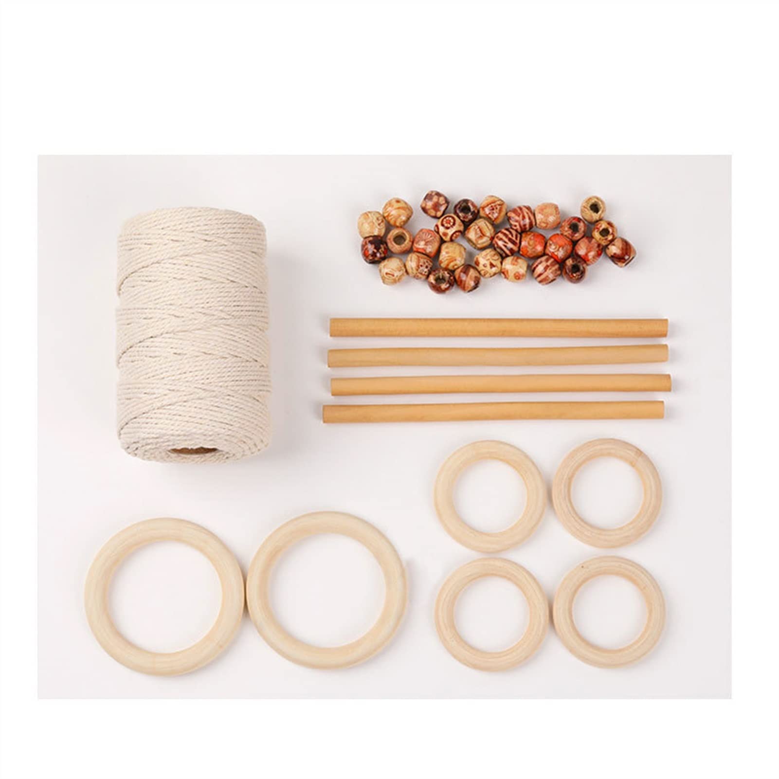 Kit Macramè 1 Impostare la corda di cotone naturale del cavo Macrame con il bastone di legno dell'anello di legno for Fai da te Gancio for impianti pensili a parete Kit Macrame Macrame Kit ( Color : 1