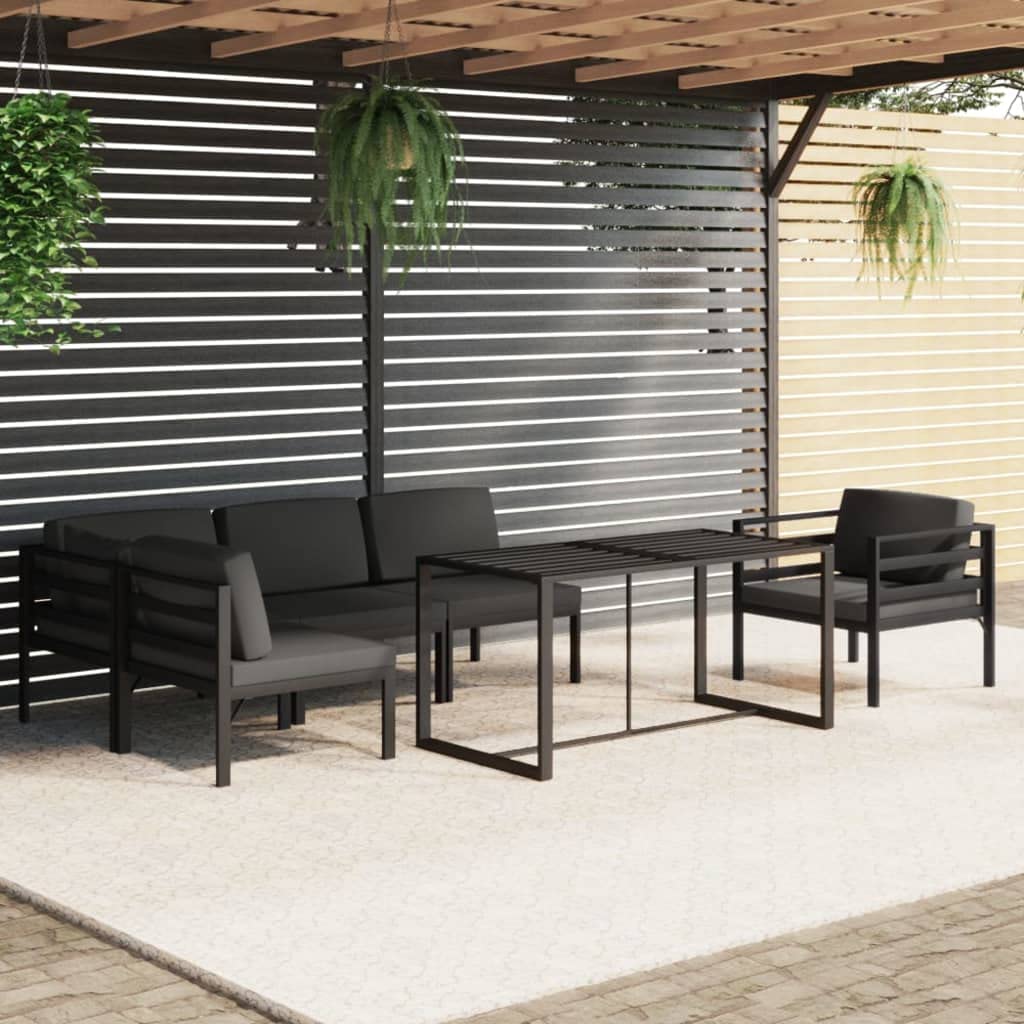 6 Piece Patio Lounge Set with Cushions,Afternoon Tea Suit,Backyard Decor,Patio Bar Set,Front Porch Furniture,Garden Lounge Set,Modern Stely,for Lawn,Garden,Backyard,Poolside,Aluminum Anthracite