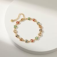 Vista 26 de Delicadas pulseras de oro para mujer, chapado en oro 18, ajustable, mal de ojo, mariposa, cuentas, perla, corazón, turquesa, hecha a mano para mujer