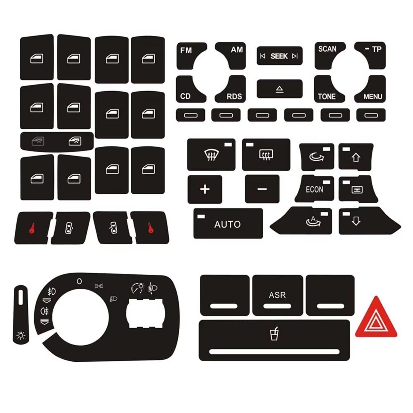 Button Trim Compatible with A3 8P Car Radio Air Conditioning Headlight Buttons Stickers