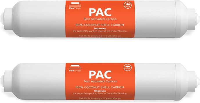 Express Water 2 Pack Post Activated Carbon Water Filter Replacement 5 Micron 10 Inch Under Sink and Reverse Osmosis System
