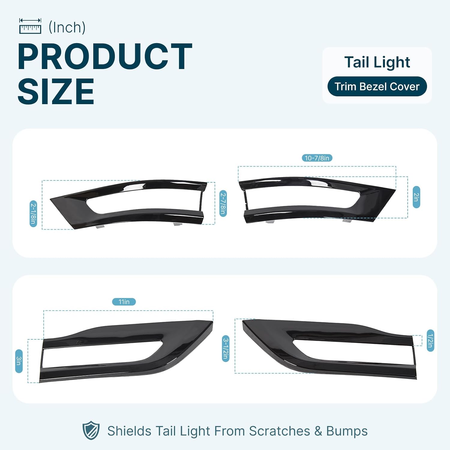 HECASA Tail Light Trim Bezel Cover Compatible with 2014-2021 Jeep Grand Cherokee 68219812AA 68219813AA 68220970AA 68220968AA Tail Lamp Cover Glossy Black