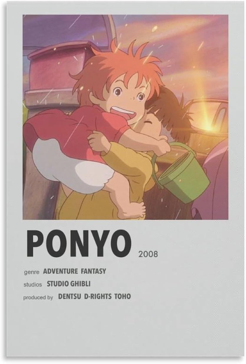 MEIYANAnime Ponyo on The Cliff Posters Wall Art Painting Canvas Gift Living Room Prints Bedroom Decor Poster Artworks 12x18inch(30x45cm)