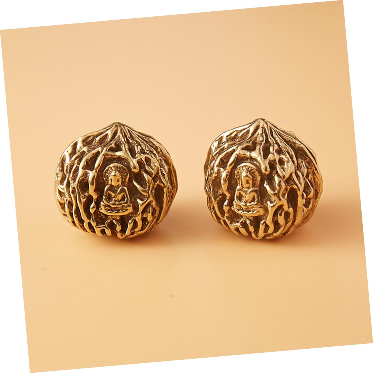 FOYTOKI Hand Exercise Walnut Balls Brass Walnut Hand Massage Baoding Balls Home Decorative Figurine