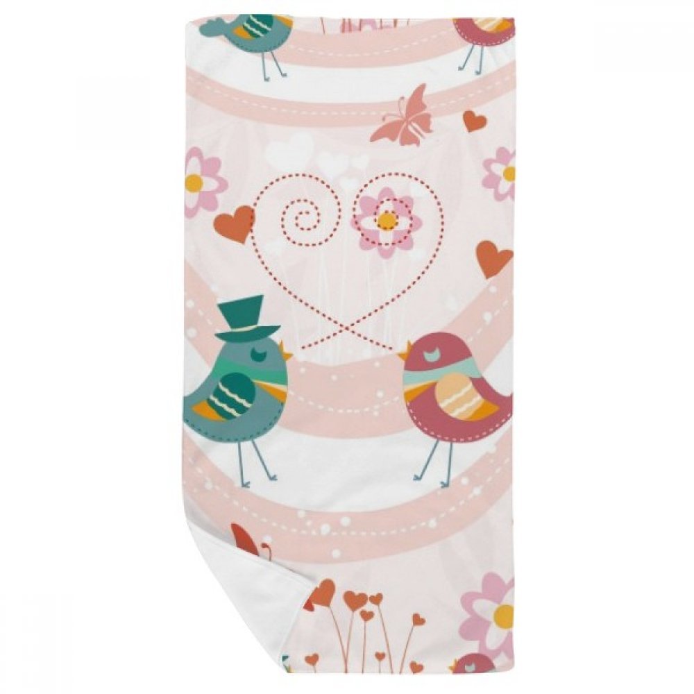Serviette de bain Valentine's Day douce idée cadeau romantique oiseaux d'amour