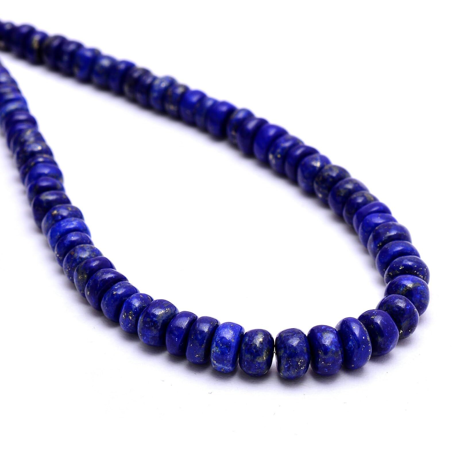 AAA+ Lapis Lazuli 5-7 mm gładkie koraliki rondelle, ciemnoniebieskie, naturalne, półszlachetne, luźne koraliki, sznurek 35 cm do produkcji biżuterii, bransoletek i naszyjników