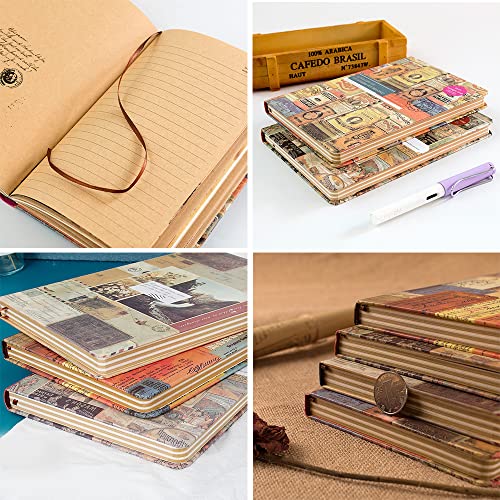 Austark Hardcover Vintage Journal Notebook, Personal Diary Collage Journal For Women Gift, Travel Journal Composition Notebooks Hardcover Executive Notebooks To Write, Retro Colorful Illustration, 192 Pages (Ticket) #TOP3