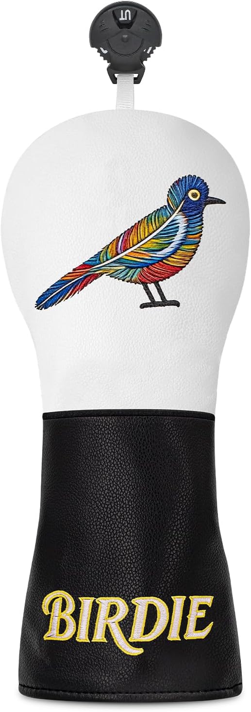 Hybrid Headcover, Golf Club Covers, Leather Golf Headcovers with Colorful Bird Design, Fashion Golf Accessories for Women & Men, Universal Head Covers for Golf Club Set