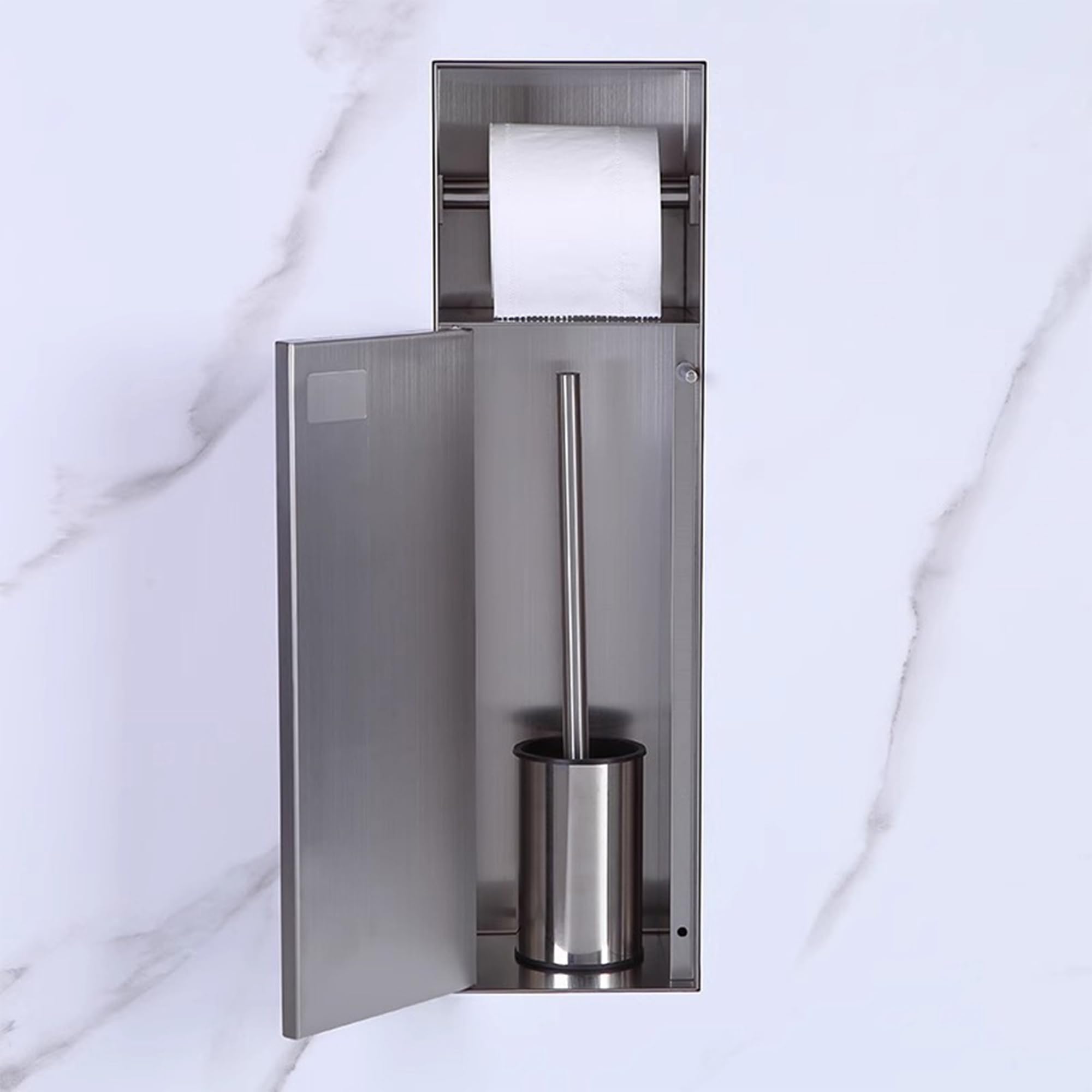 inless Porte-papier toilette encastré en acier – Design gris Slish pour salle de bain et douche – Parfait pour la maison, les hôtels et les routiers – et gain de place