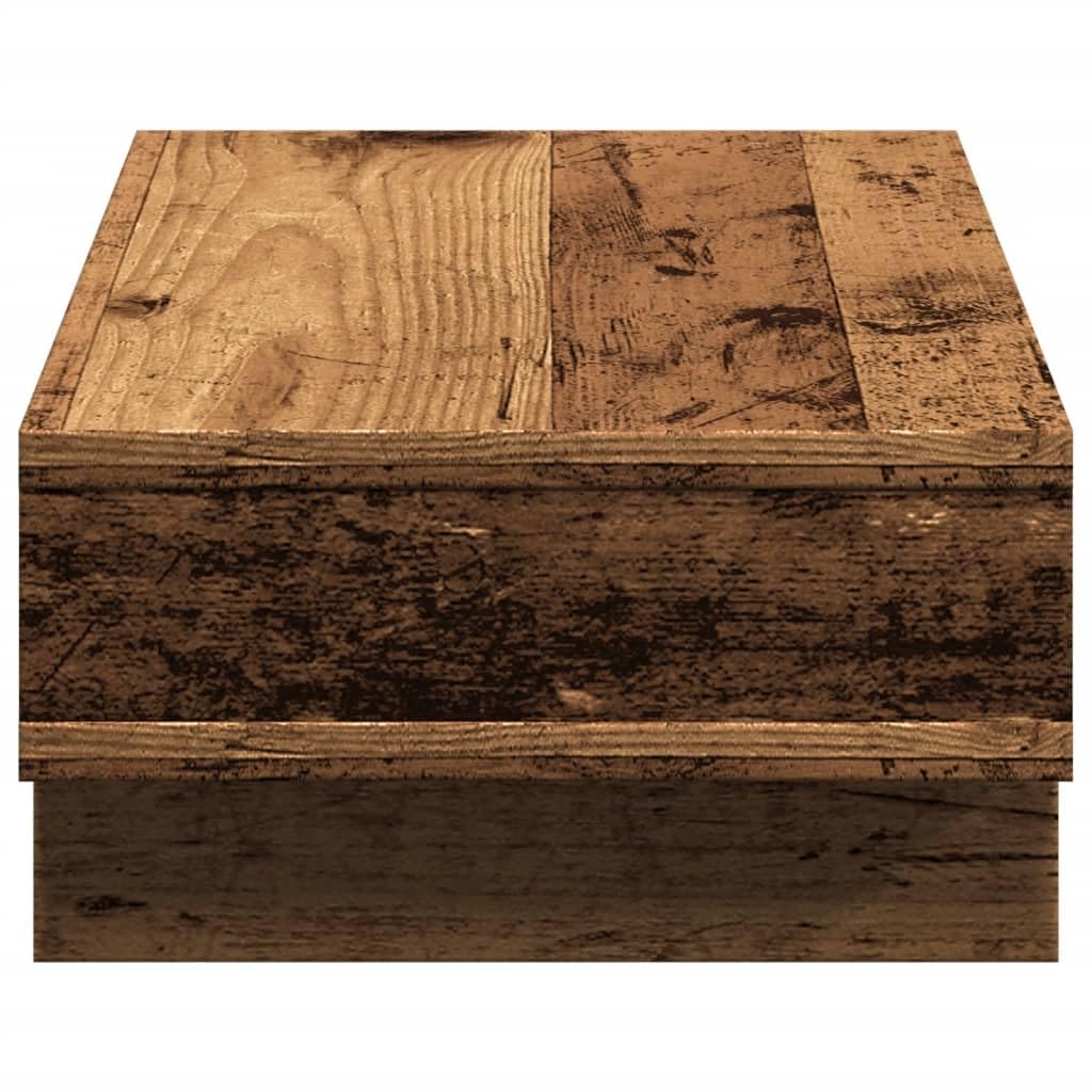 Supporto per monitor, effetto legno anticato, 50 x 27 x 15 cm, regolabile in altezza, con 2 scomparti, per lavorare ergonomicamente in casa e in ufficio, stabile supporto da tavolo per laptop
